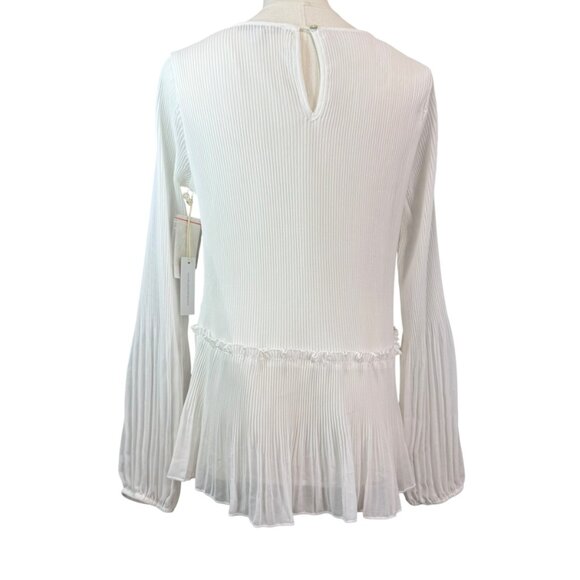 Fever White Pleated Peplum Blouse – Size XS – Romantic & Flowy - NWT - Picture 2 of 8